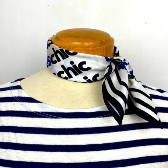 NWT J.Crew Très Chic Silk Scarf White Navy Black - Picture 1 of 9